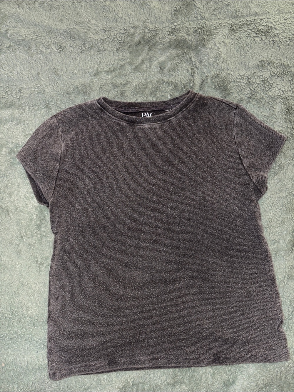 Girls' Short Sleeve Black Tee - Plush Crew Neck